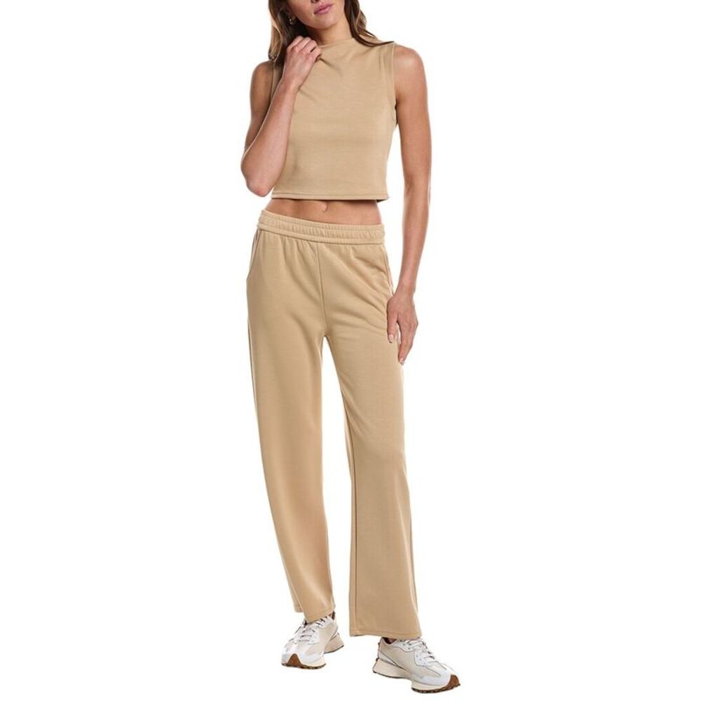 Marion Womens  29In 2Pc Crop Tank & Wide Leg Pant Lounge Set, Brown